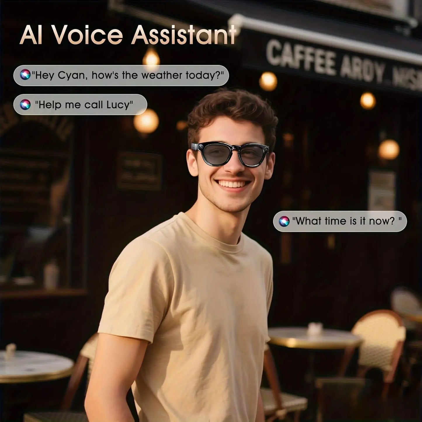 Smart Glasses Real Time Translation AI Assistant With 8MP Camera