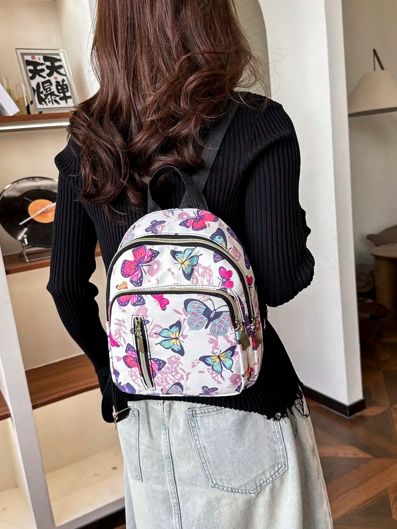 Nylon Women's Black Backpack With Laptop Compartment Casual Everyday