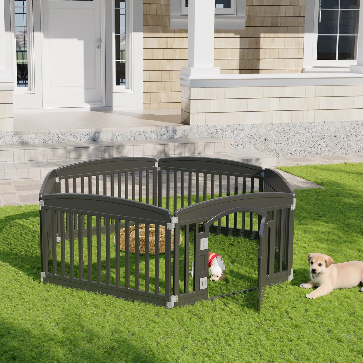 JHK Premium Plastic Dog Playpen Expandable Portable Pet Fence
