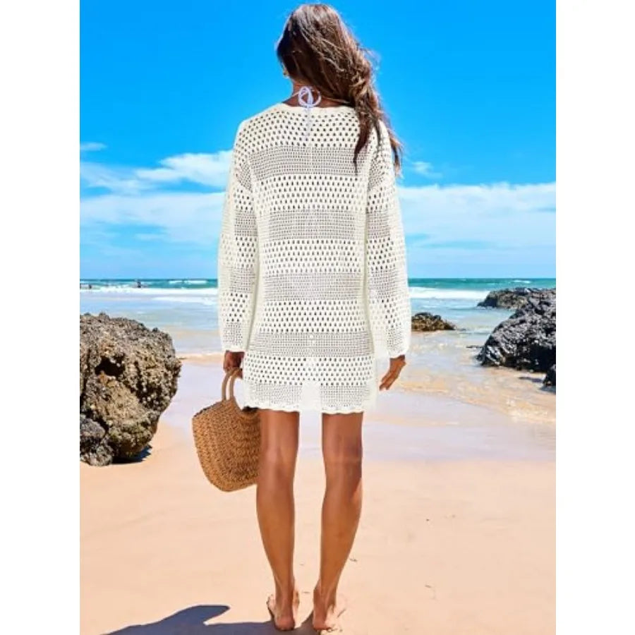 ANRABESS Women's Crochet Swimsuit Cover Up Beach Dress Vacation