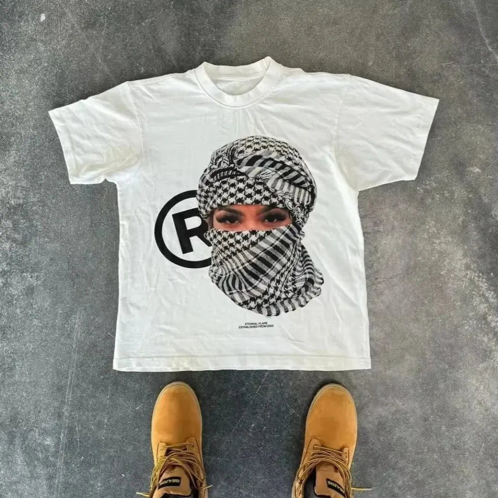 American Letter Graphic Cotton T Shirt Vintage Streetwear Clothing