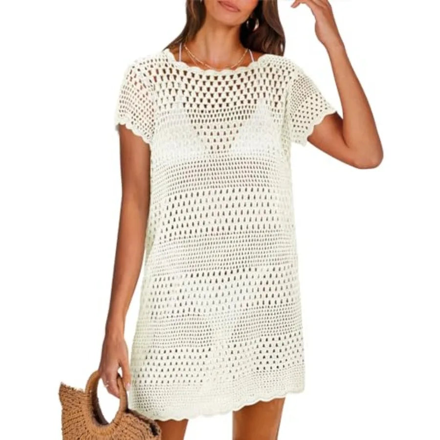 Women's Mesh Crochet Swimsuit Cover Up For Beach Vacation