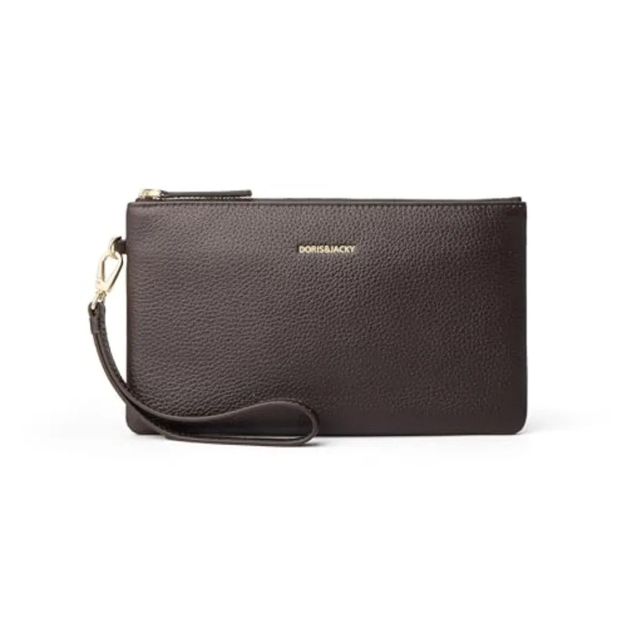Doris and Jacky Leather Wristlet Clutch With RFID Blocking