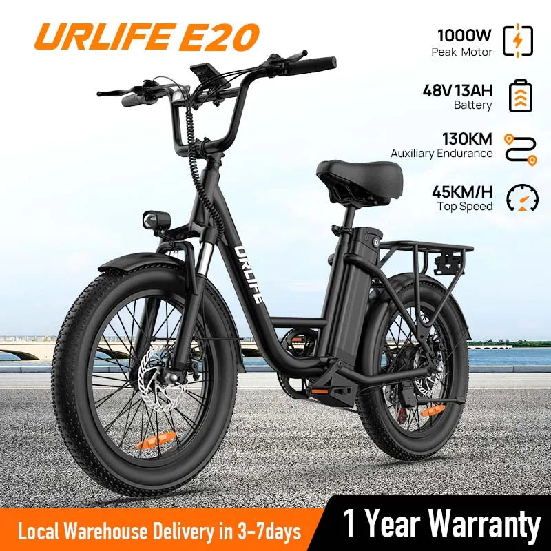 URLIFE 1000W E20 Electric Bike 28MPH With Removable 48V Battery