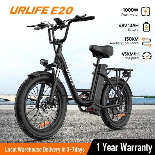 URLIFE E20 1000W Fat Tire Electric Bike With Disc Brakes