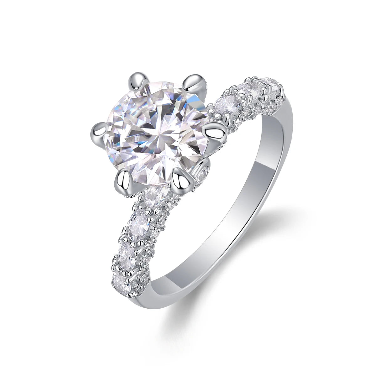 JIUZUAN Moissanite Engagement Ring 925 Sterling Silver