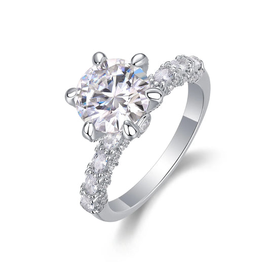 JIUZUAN Moissanite Engagement Ring 925 Sterling Silver