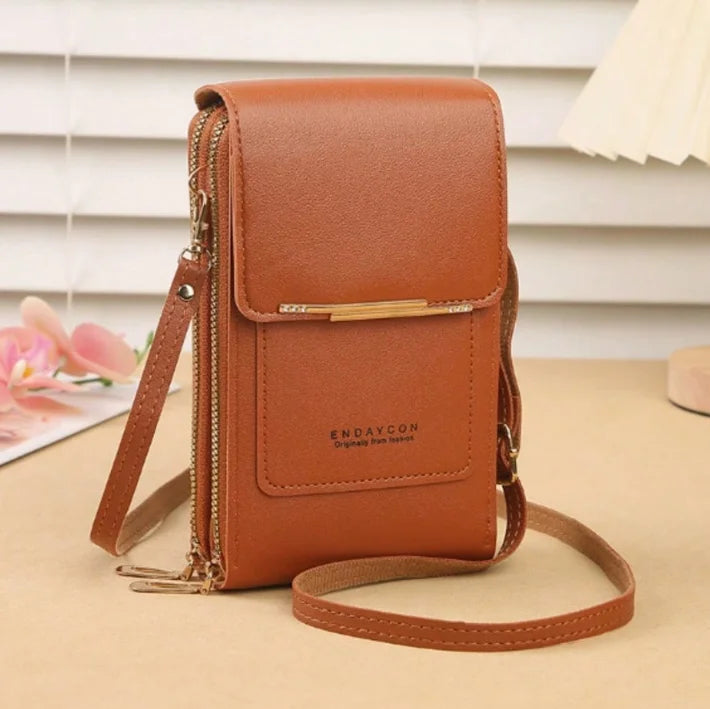 PU Crossbody Bag For Women With Card Slots Zipper Pocket