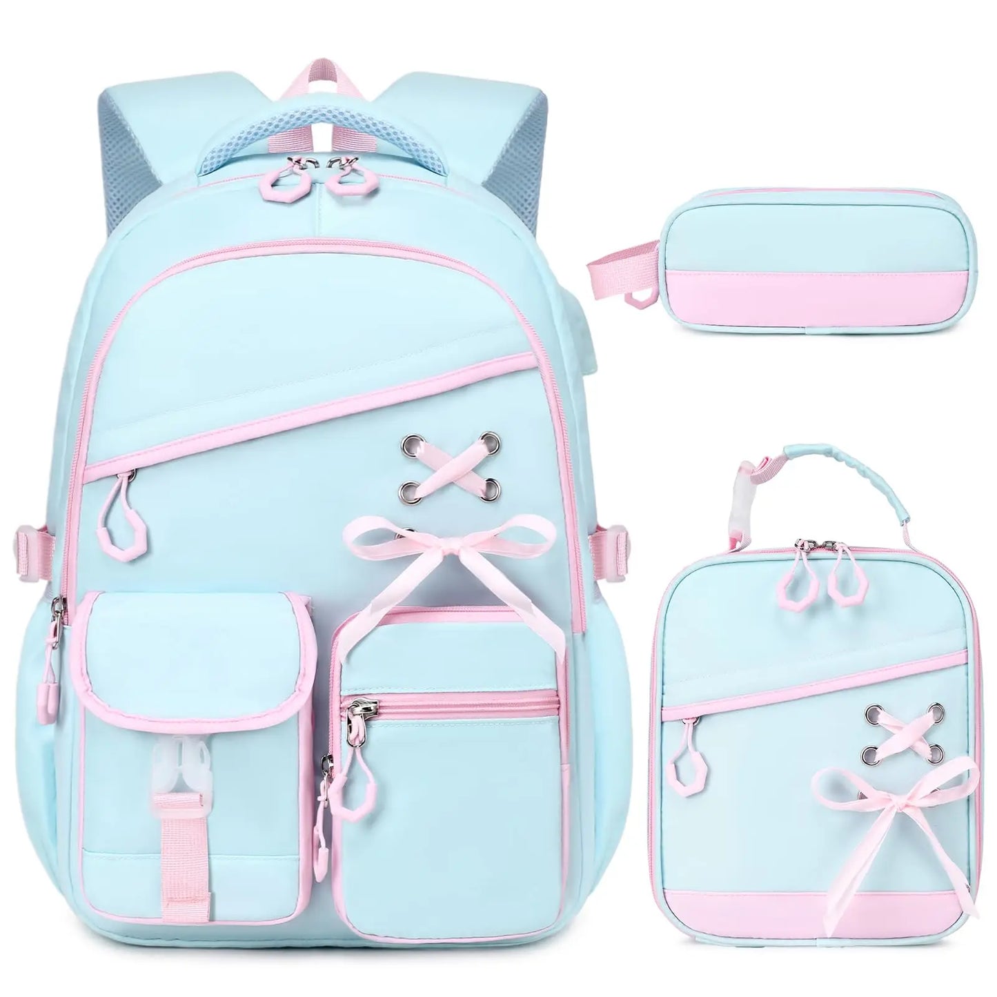 Adult Waterproof 3 Piece Backpack Set With Lunch Bag And Pencil Case