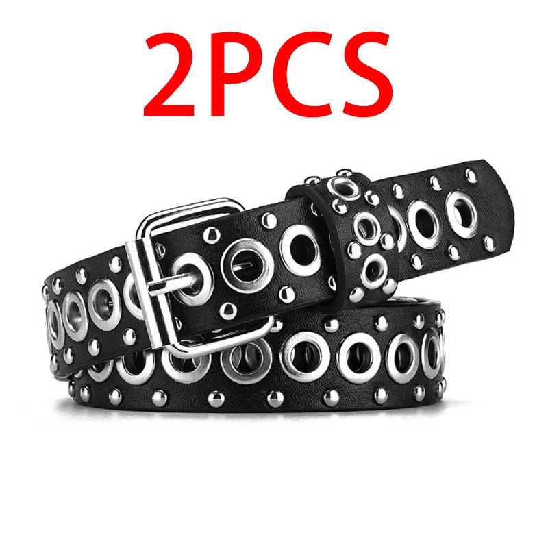 Women Fashionable Rivet Needle Buckle Thin Waist Belt