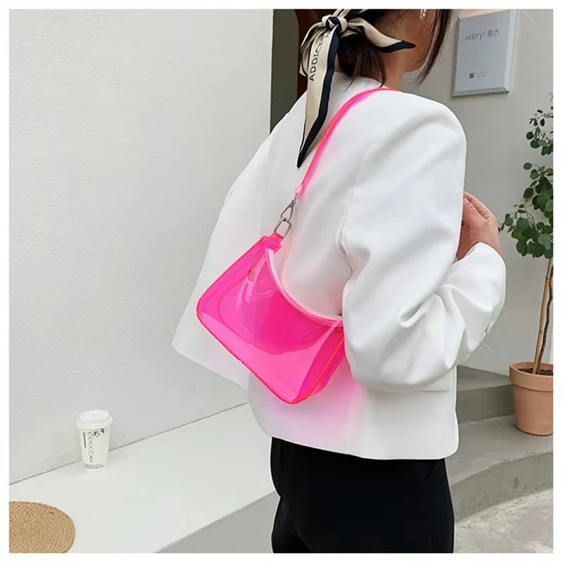 Waterproof Transparent Jelly Bag Women Clear Shoulder Purse