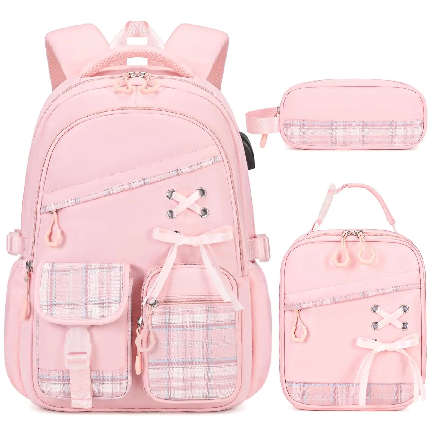 Adult Waterproof 3 Piece Backpack Set With Lunch Bag And Pencil Case