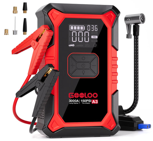 GOOLOO A3 Jump Starter With Air Compressor 3000A Portable