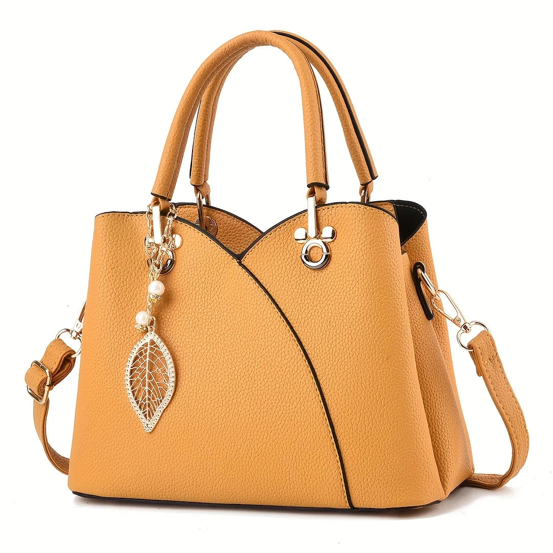 Lychee Pattern PU Leather Handbag For Daily Use And Outings