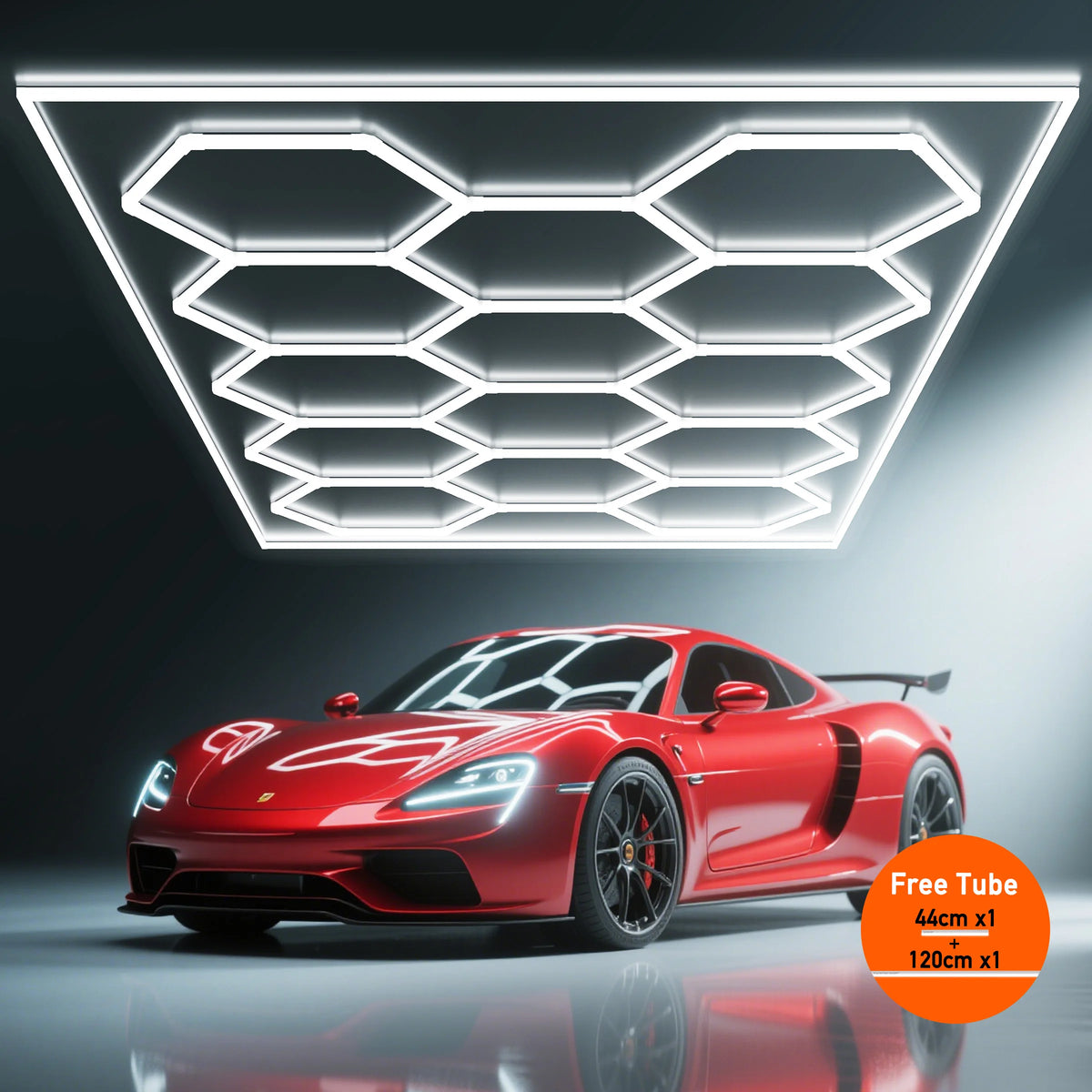 Hexagon LED Ceiling Light With Honeycomb Frame For Garage Workshop