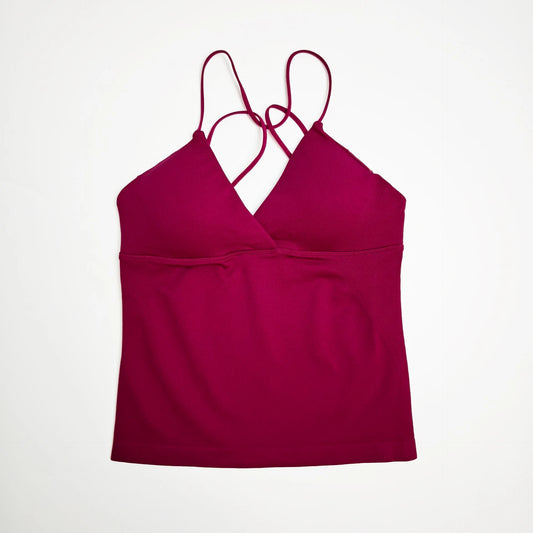 NCLAGEN Women's Seamless Twist Front Longline Yoga Workout Tank Top