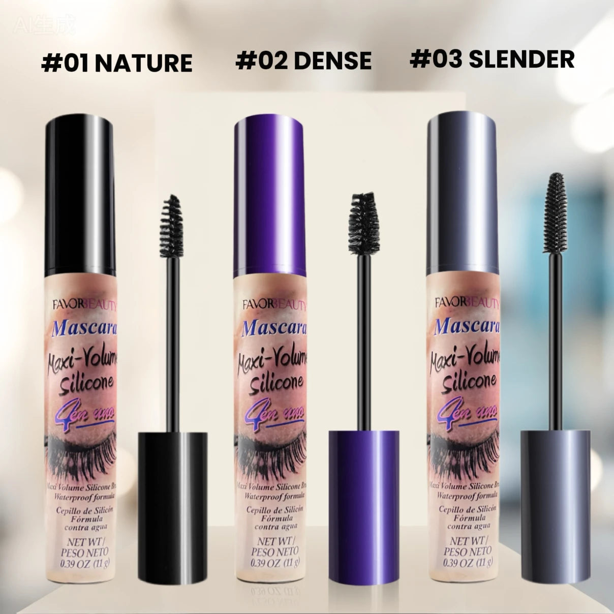 3 Pack Volumizing Mascara Set With Three Brush Heads Waterproof