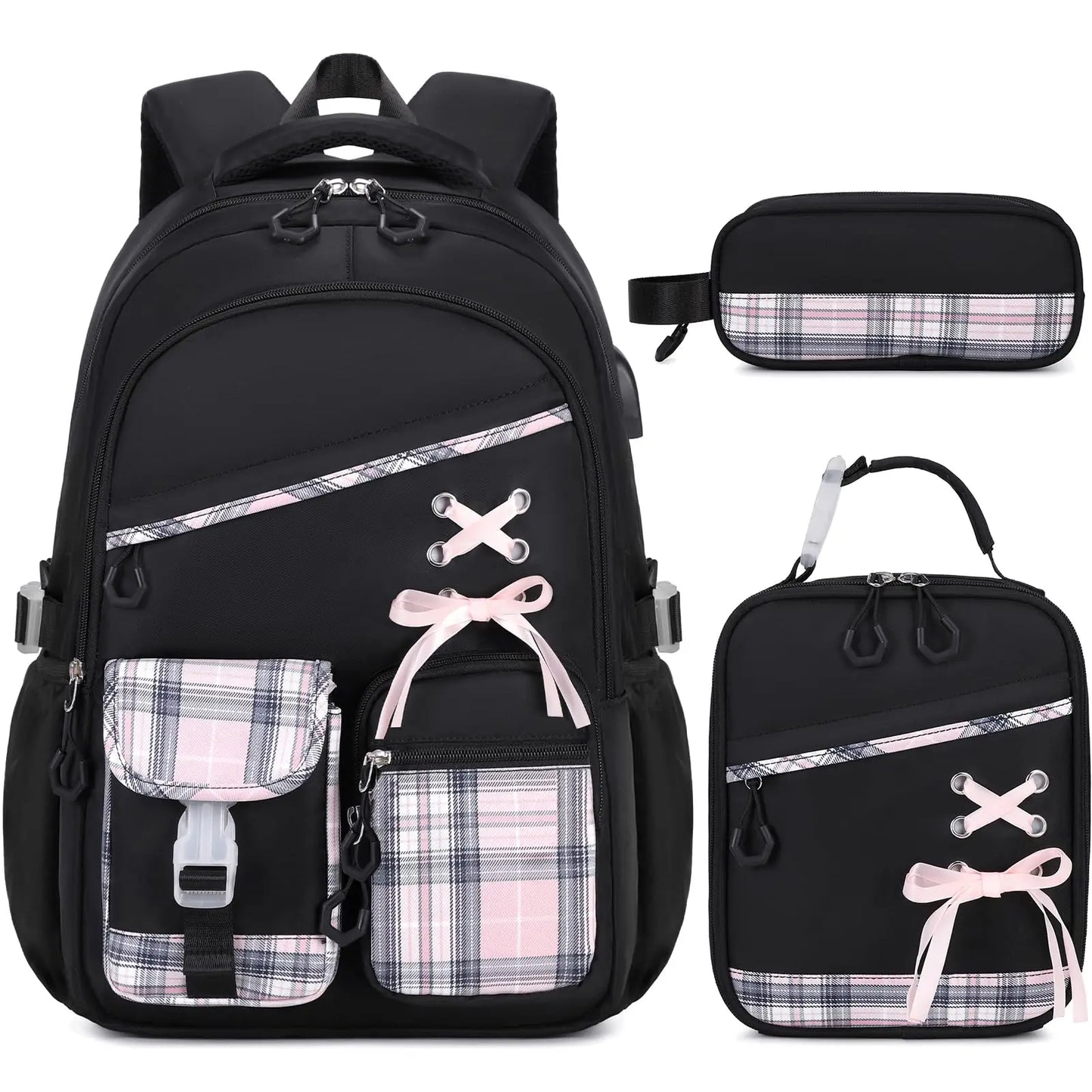Adult Waterproof 3 Piece Backpack Set With Lunch Bag And Pencil Case