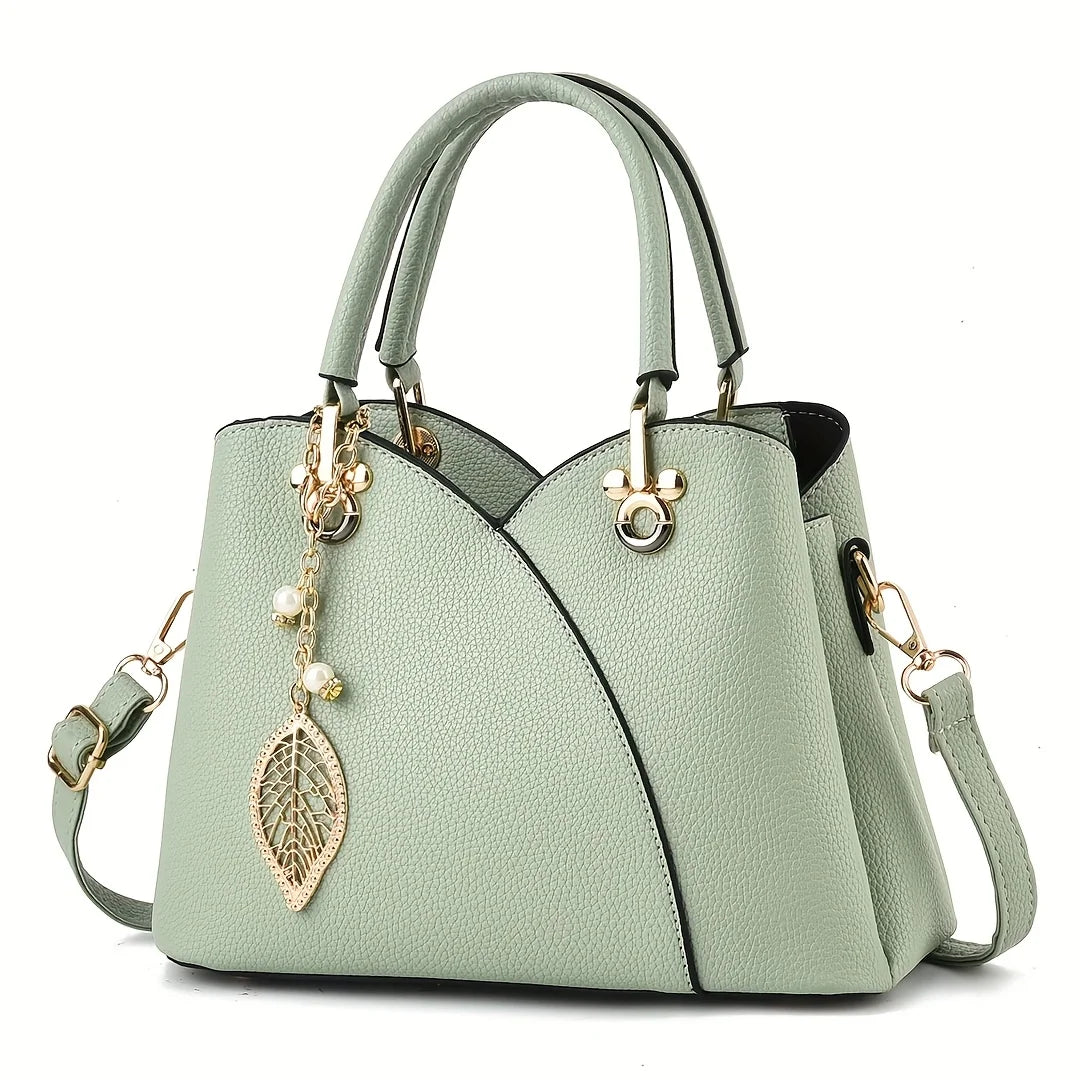 Lychee Pattern PU Leather Handbag For Daily Use And Outings
