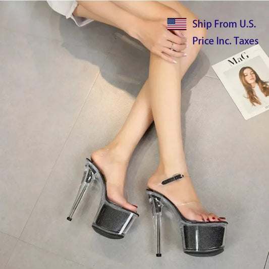 MClubGirl 181 Series Womens Stiletto Platform Crystal Sandals