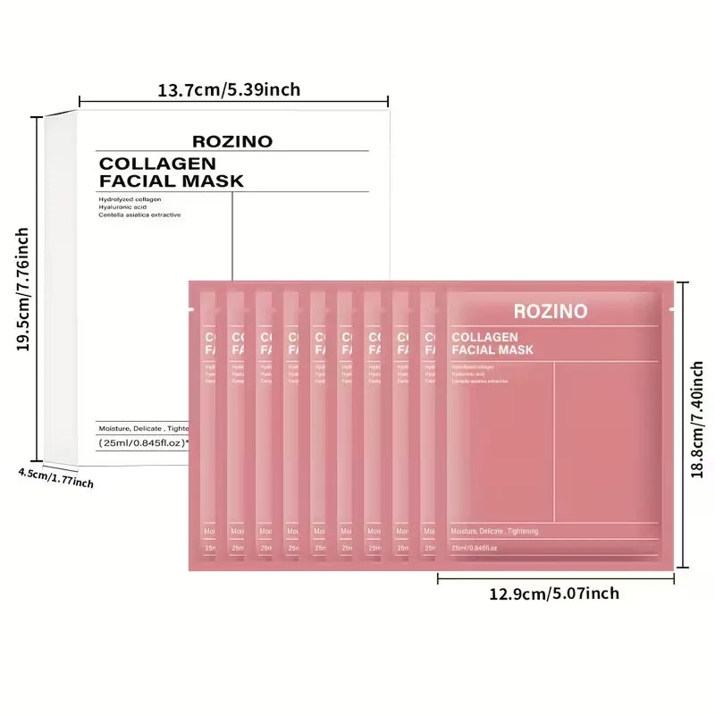 Rozino 10 Pcs Bio Collagen Mask Set for Intense Hydration