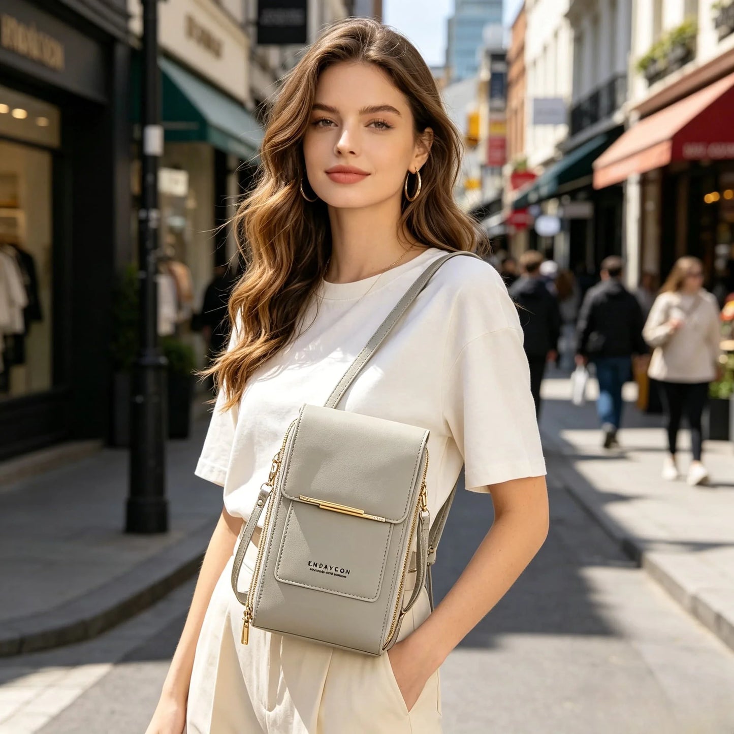 PU Crossbody Bag For Women With Card Slots Zipper Pocket