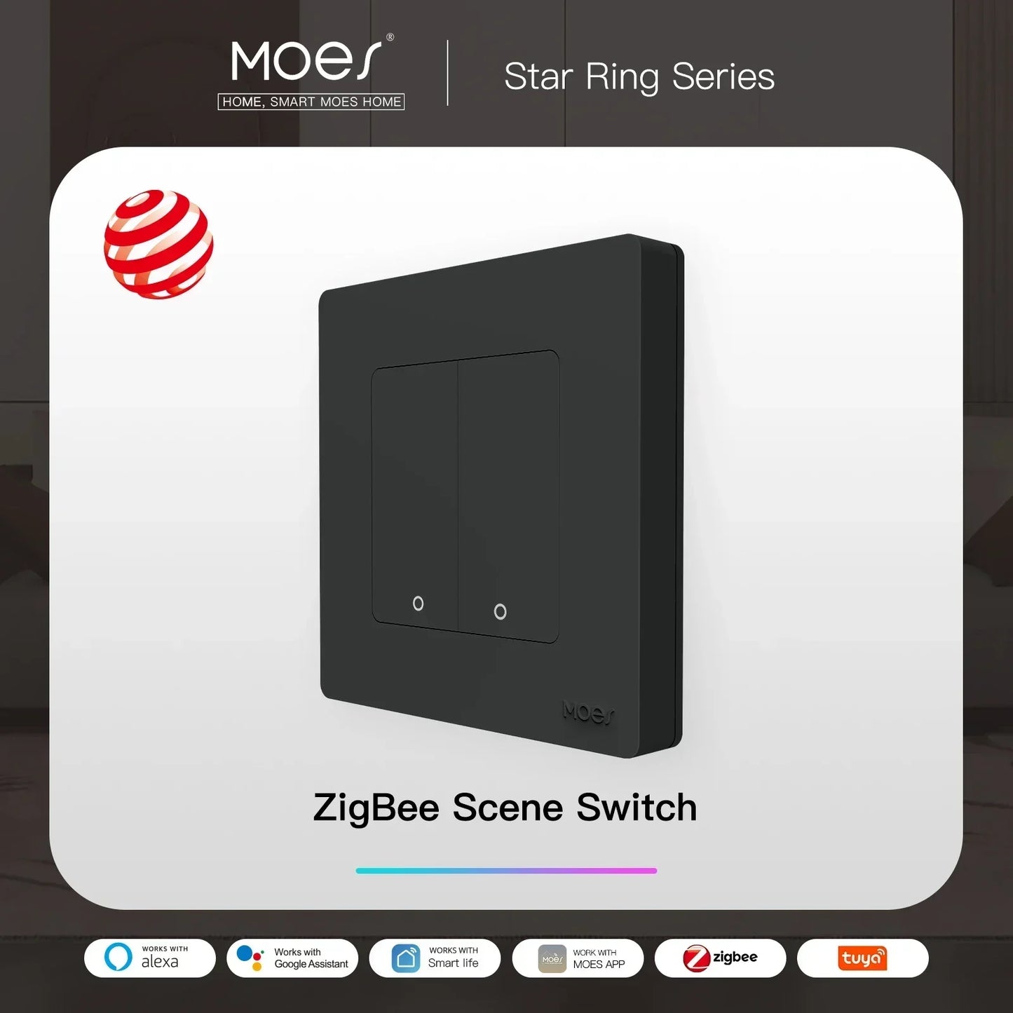 MOES ZigBee Smart Light Switch No Neutral Works With Alexa