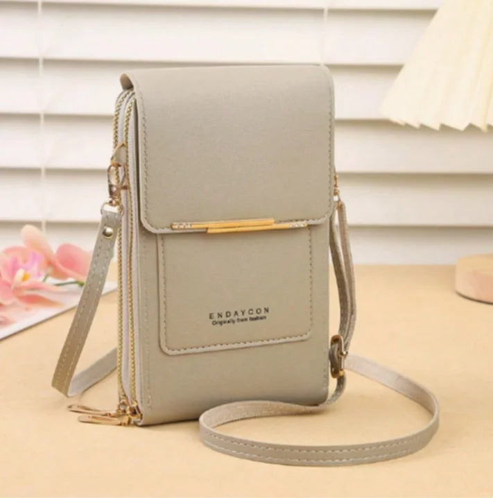 PU Crossbody Bag For Women With Card Slots Zipper Pocket