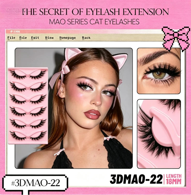 Russian Strip Lashes 3D Mink Natural Dramatic Style Full Set