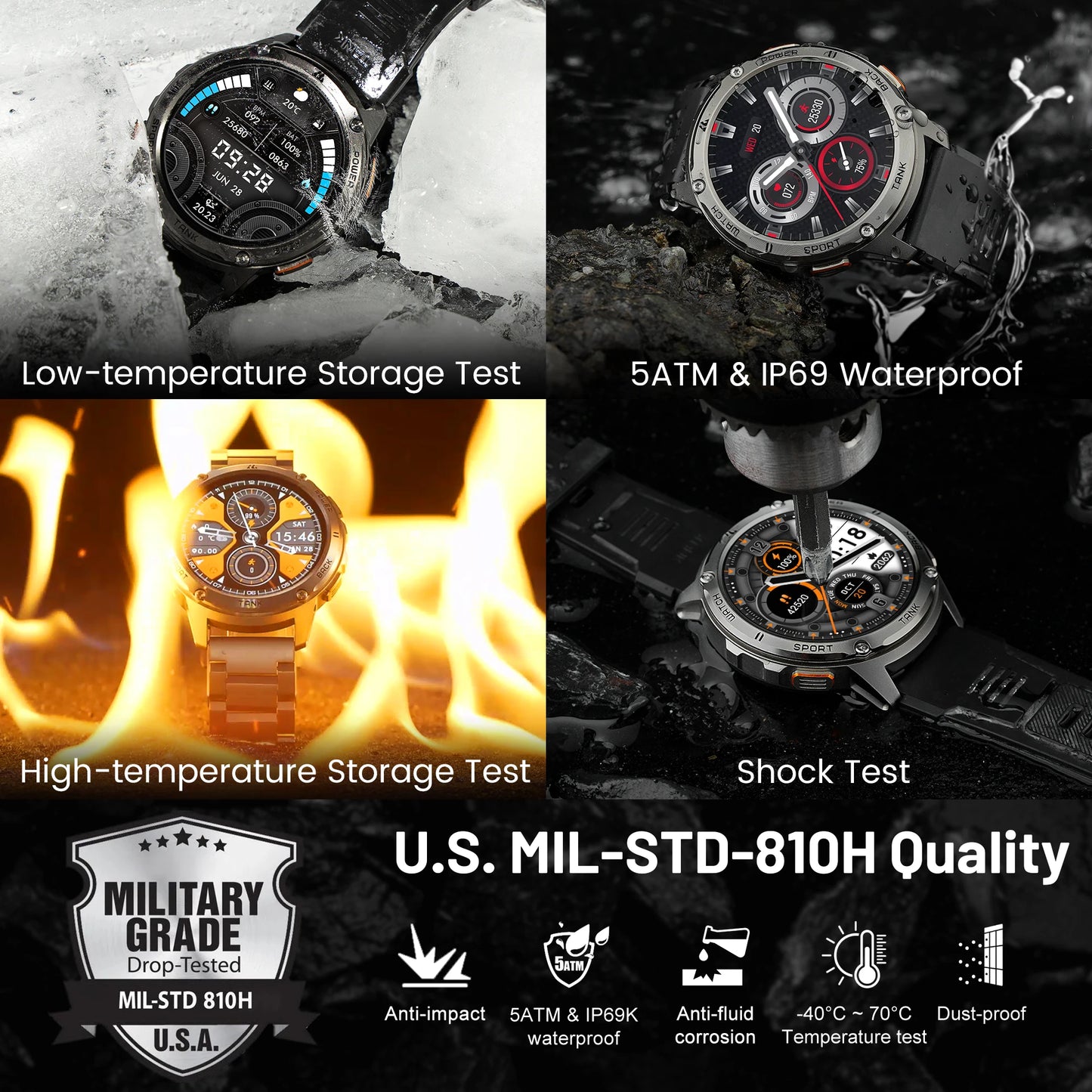 KOSPET TANK T3 Smartwatch Men's With Call And Text