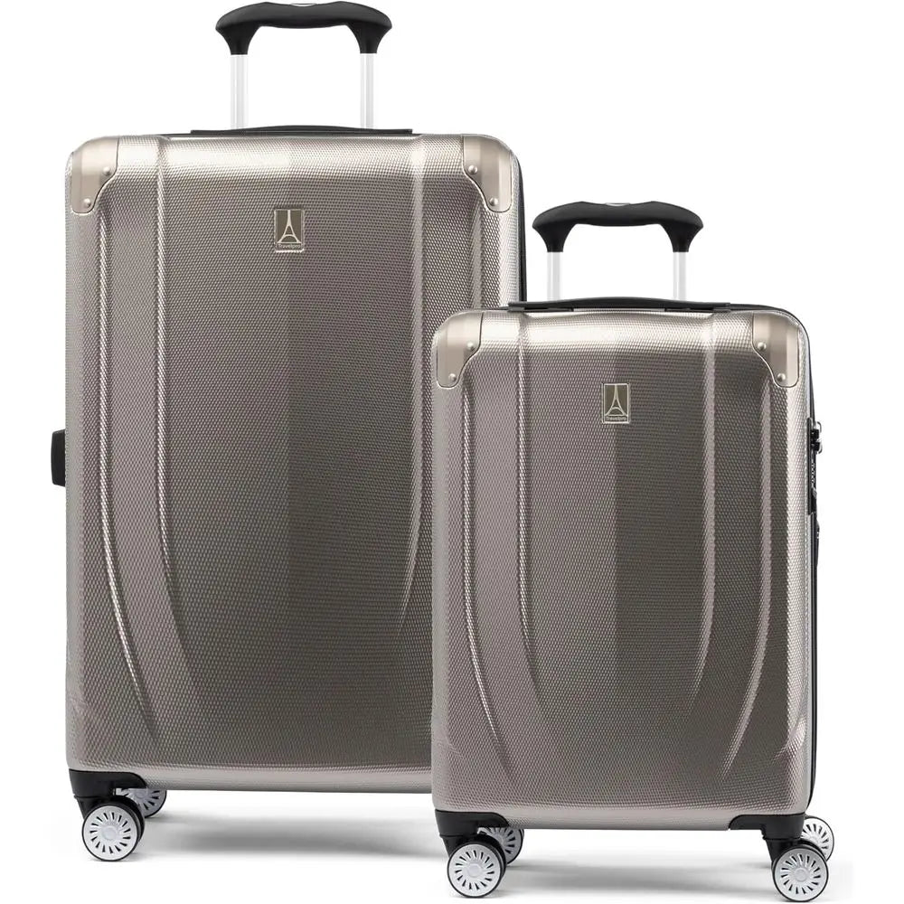 Expandable 2-Piece Hard Shell Luggage Set With 8 Spinner Wheels