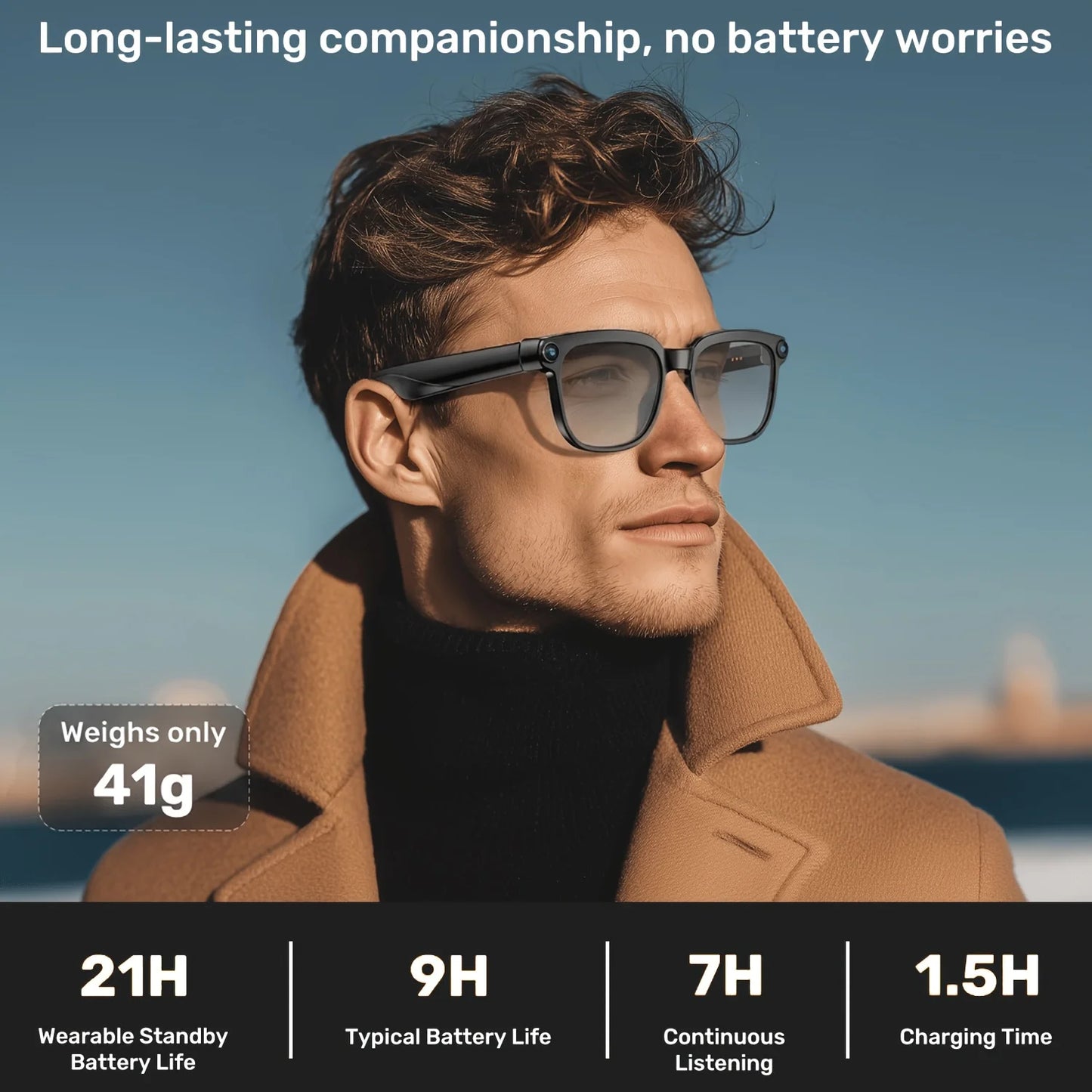 Smart Camera Glasses With AI Translator And Bluetooth Audio