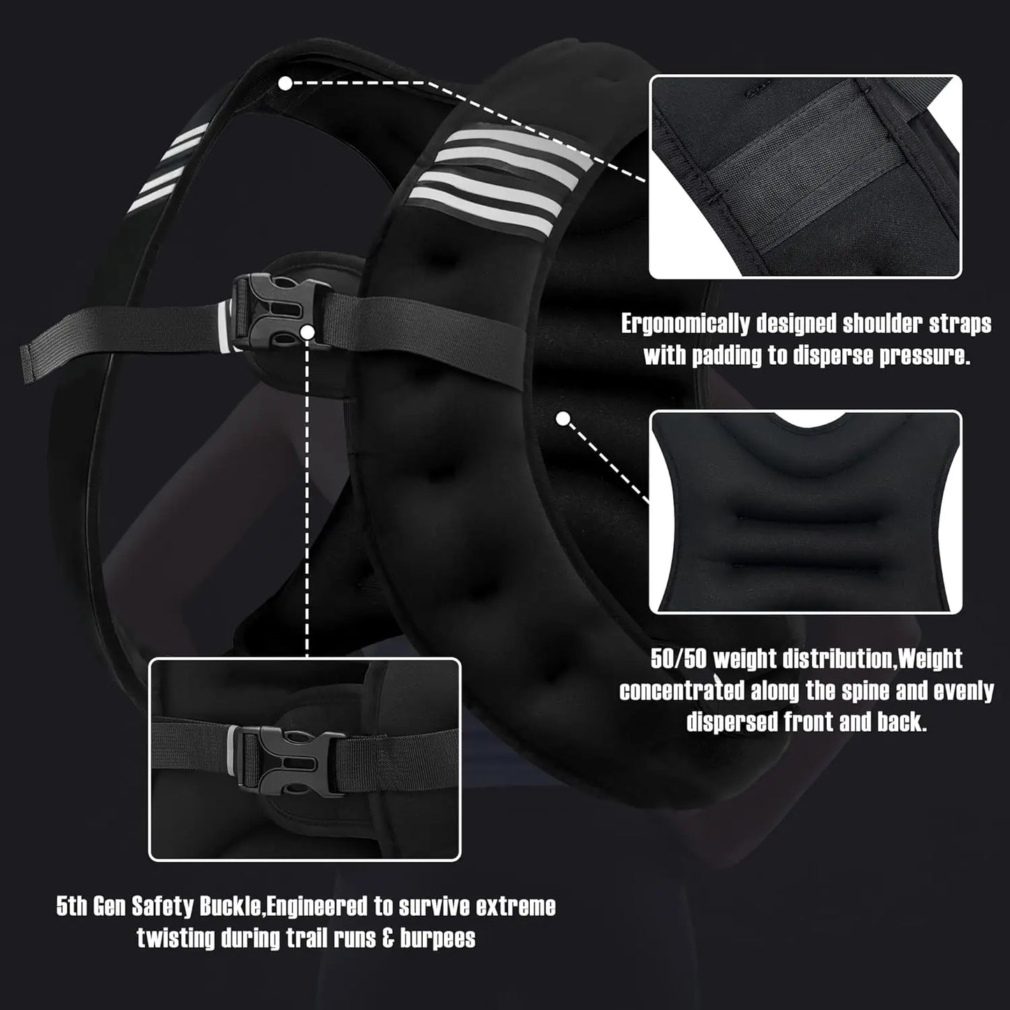 12lb Reflective Weight Vest For Workout And Running