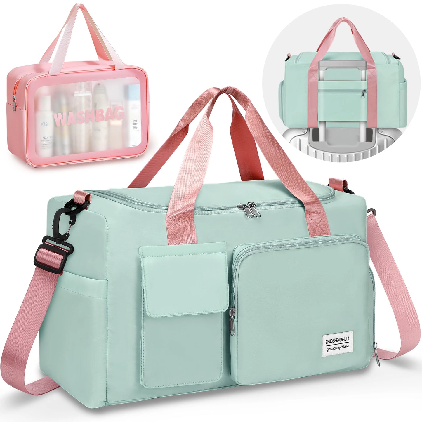 Waterproof Travel Duffel Bag With Separate Dry Wet Compartments