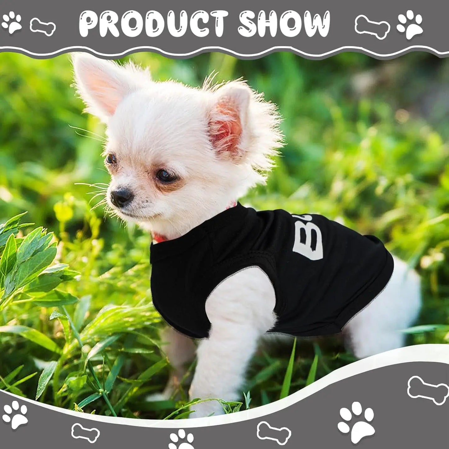 4Pack Dog Shirt Set Soft Polyester Tees With Cute Patterns
