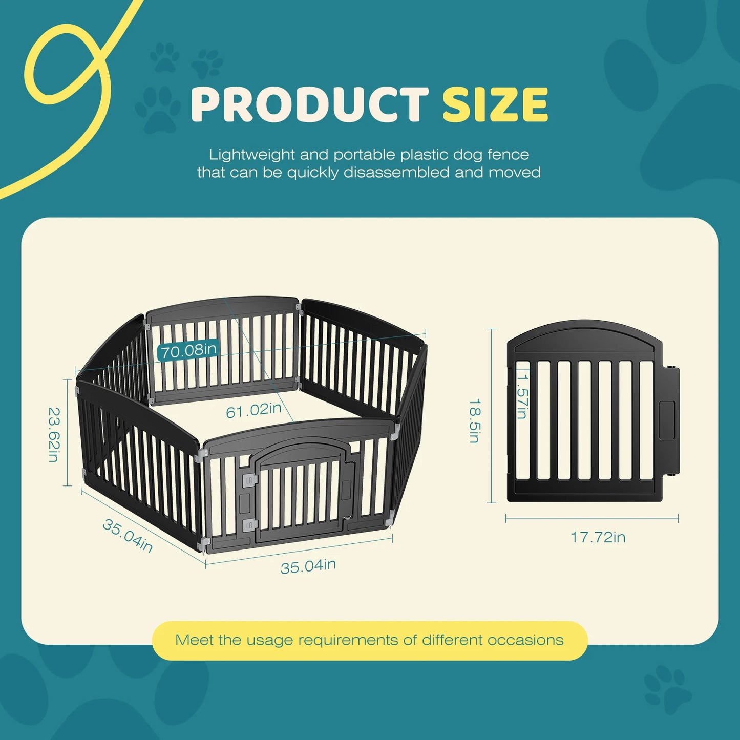 JHK Plastic Dog Playpen Six Panel Fence For Medium Dogs