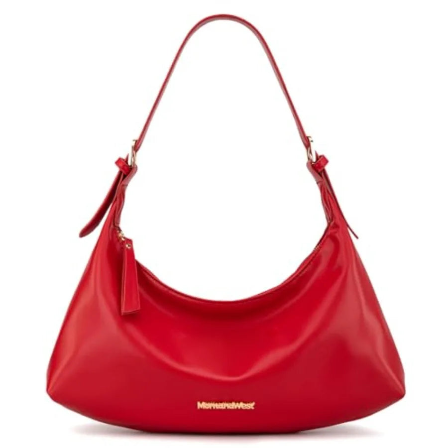 Genuine Leather Shoulder Purses for Women Crescent Hobo Bag