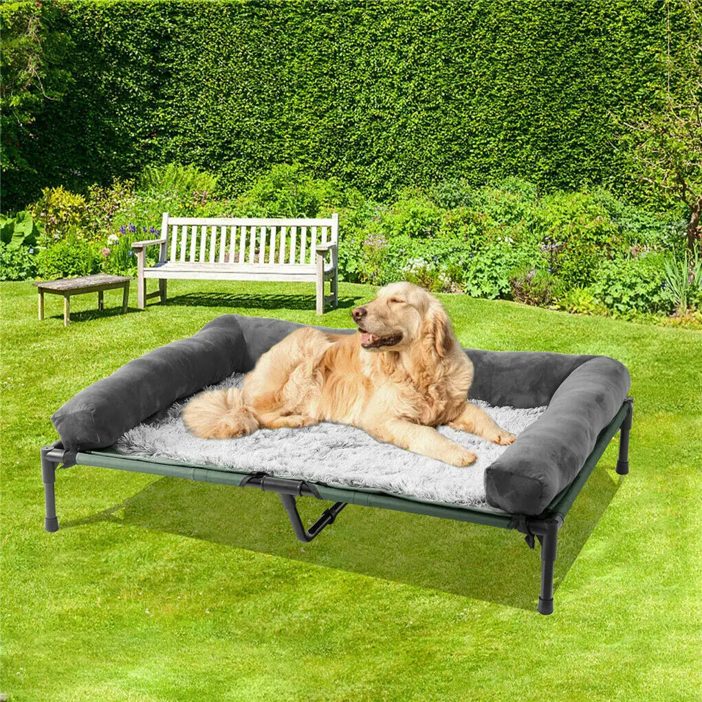 BINGOPAW Elevated Pet Bed For Indoor Outdoor Lounger With Detachable Bolster