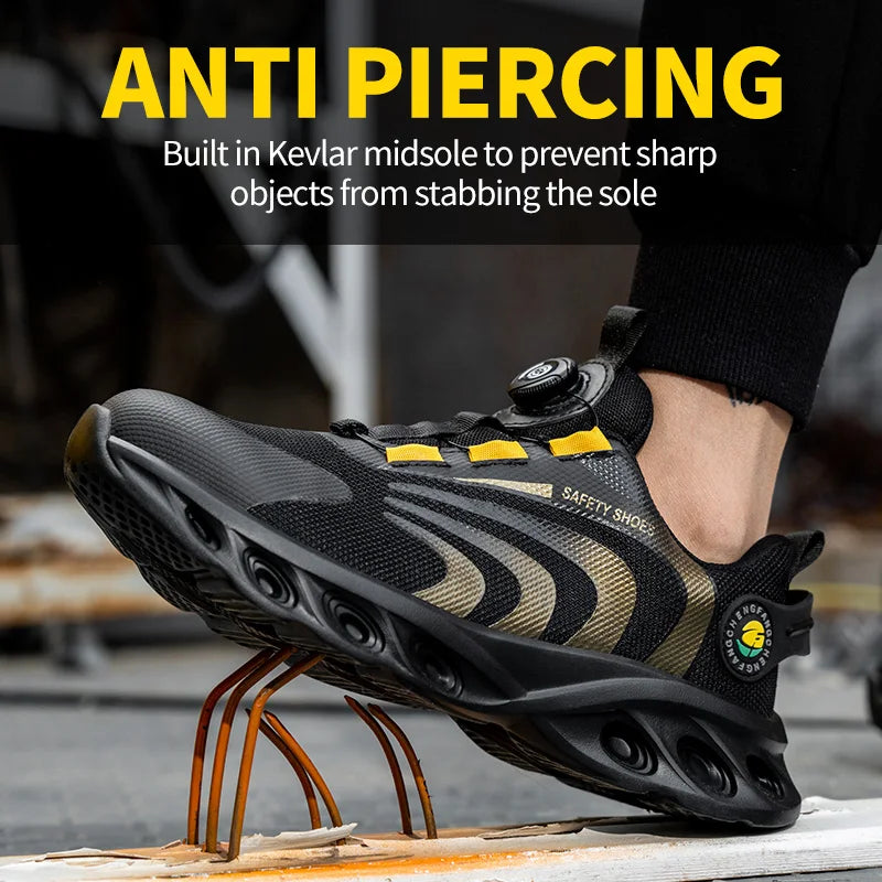 Breathable Lace Free Safety Shoes With Anti Puncture Protection