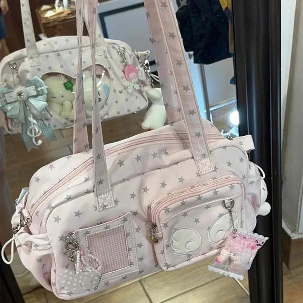 Japanese Transparent Ita Bag Women Star Print Kawaii Shoulder Bag