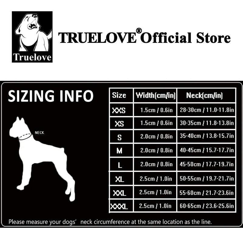 TrueLove Nylon Dog Collar Reflective Padded Adjustable Training