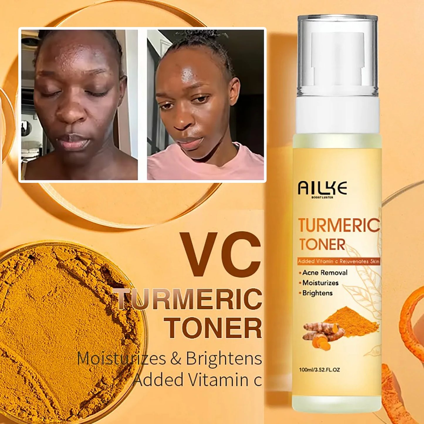 AILKE Organic Turmeric Skin Care Kit Brightening And Hydration