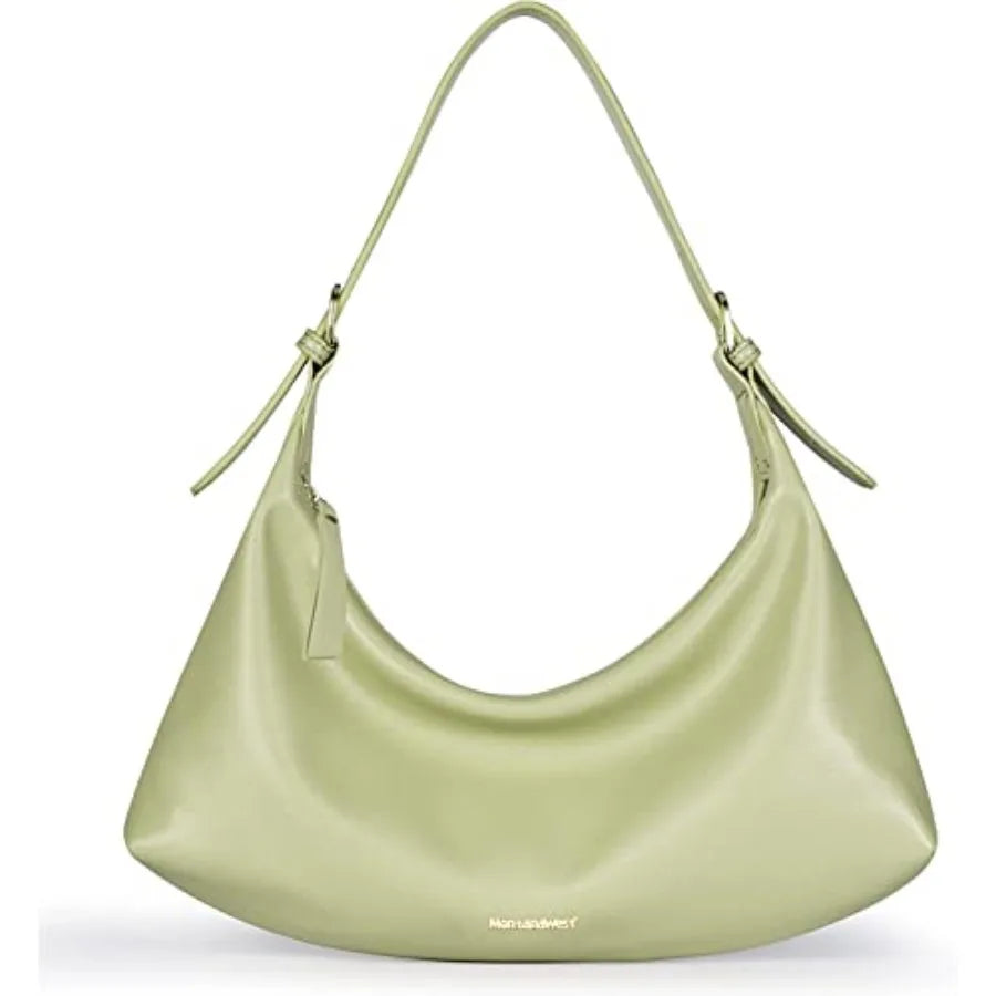 Genuine Leather Shoulder Purses for Women Crescent Hobo Bag