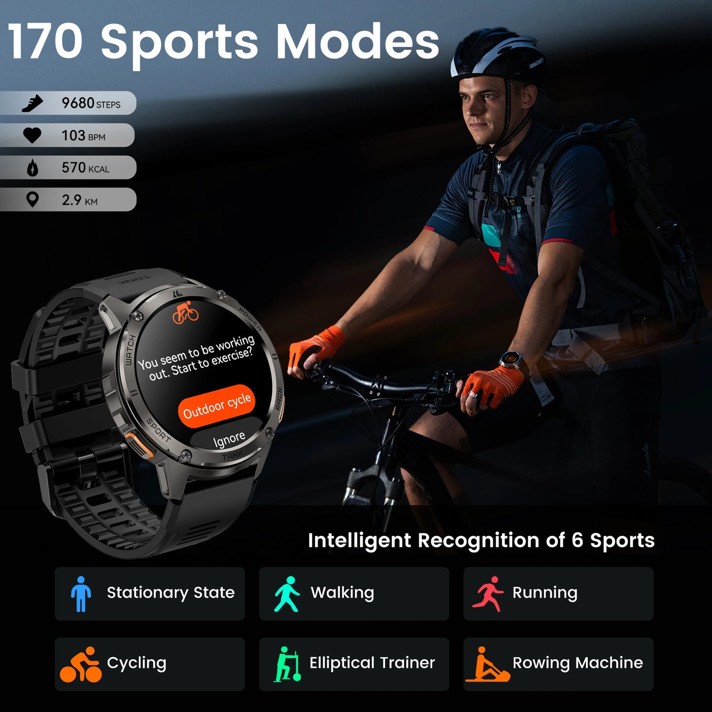 KOSPET TANK T3 Smartwatch Men's With Call And Text