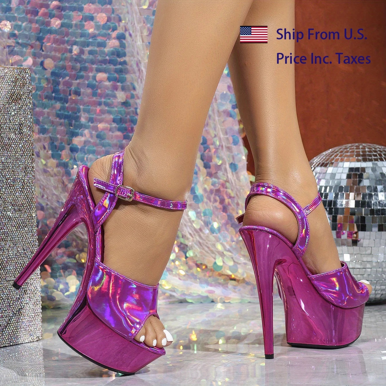 Mclubgirl Breathable Nightclub Sandal Narrow Heel For Party
