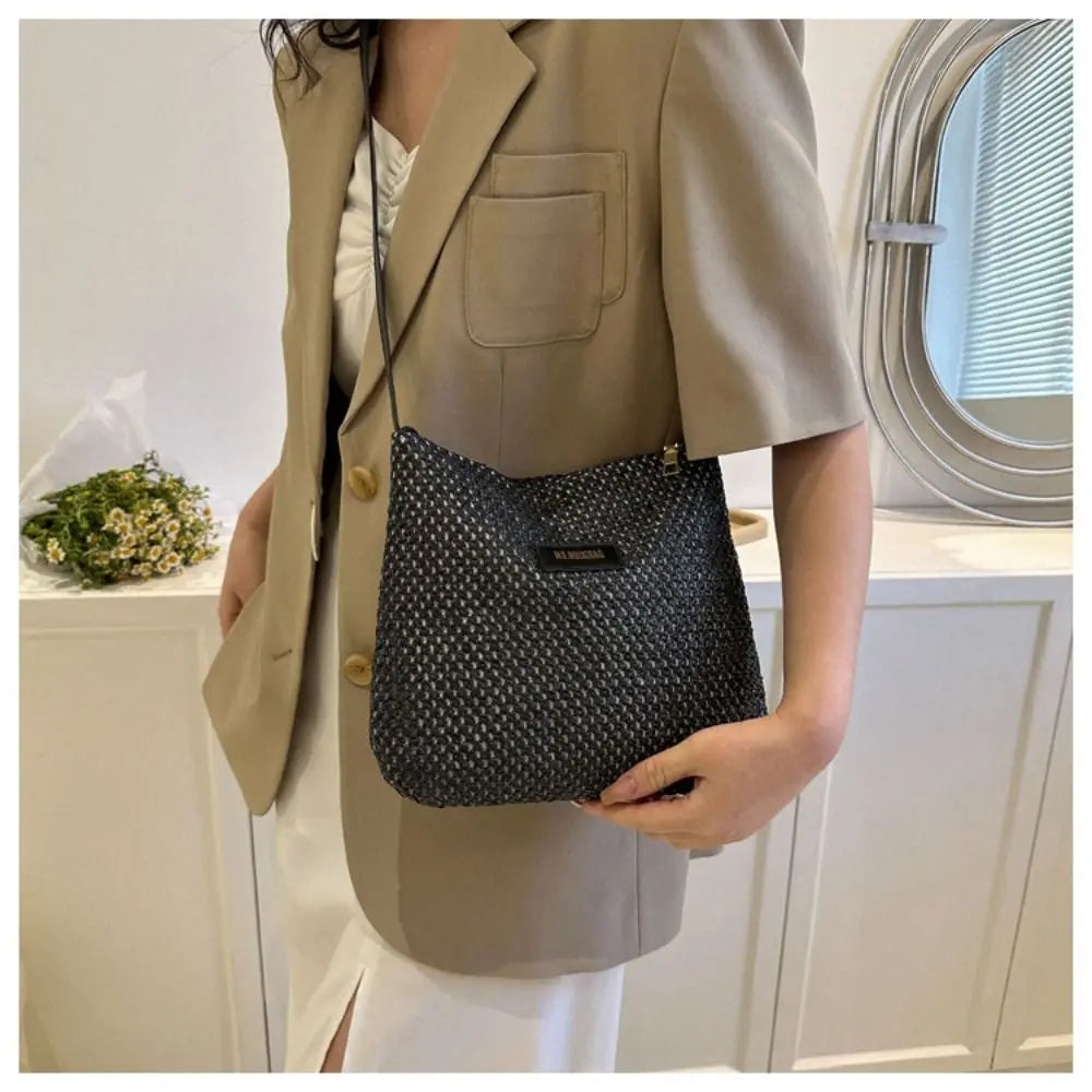 Ladies Straw Crossbody Bag For Women Summer Woven Shoulder Handbag