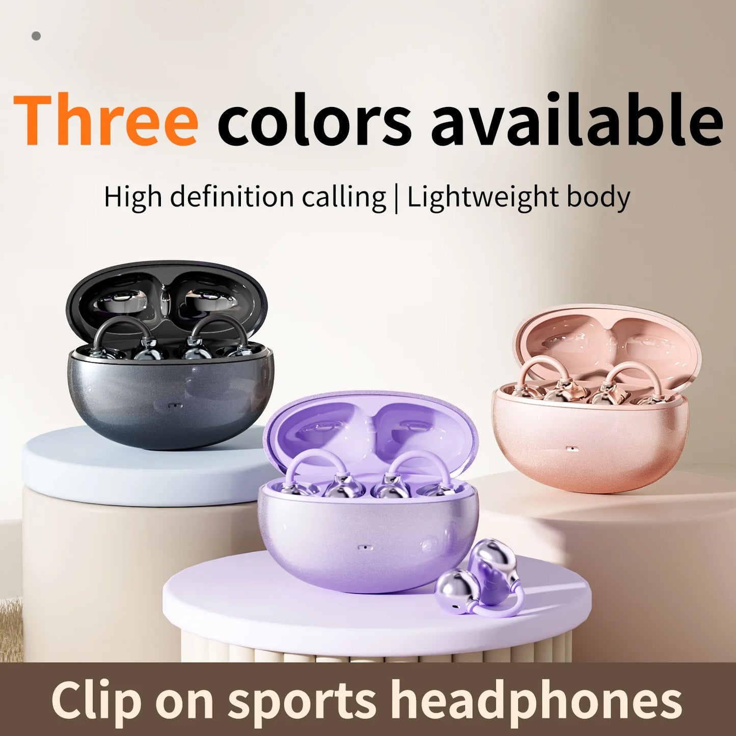 SHUKE Open Ear Clip Wireless Bluetooth Headphones With Microphone