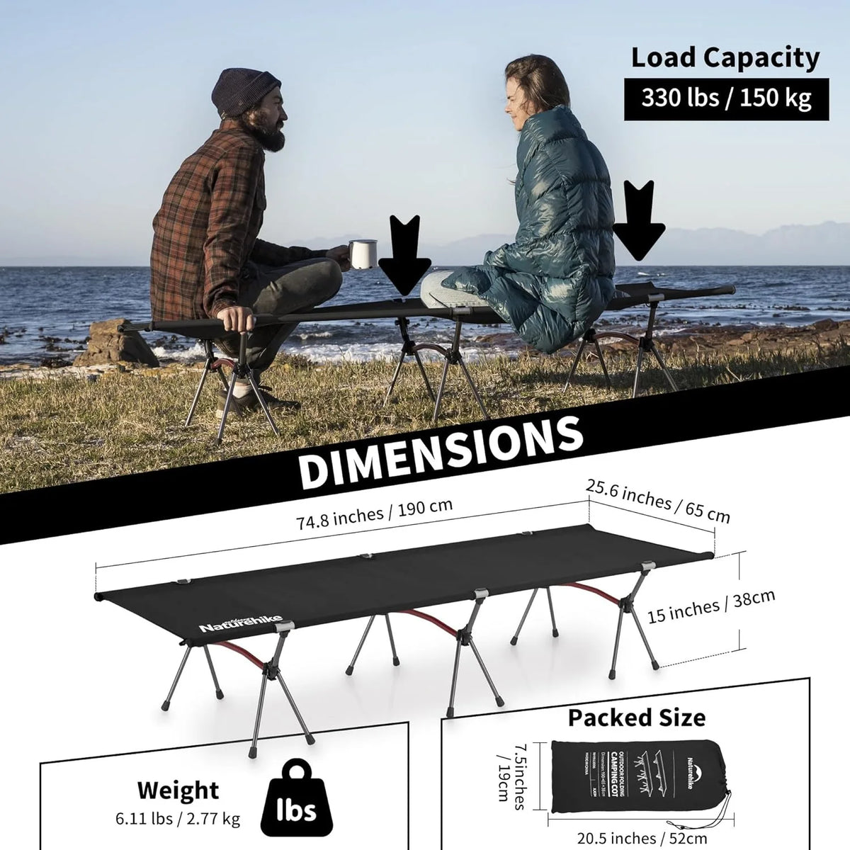 Naturehike Folding Camping Cot For Portable Outdoor Travel