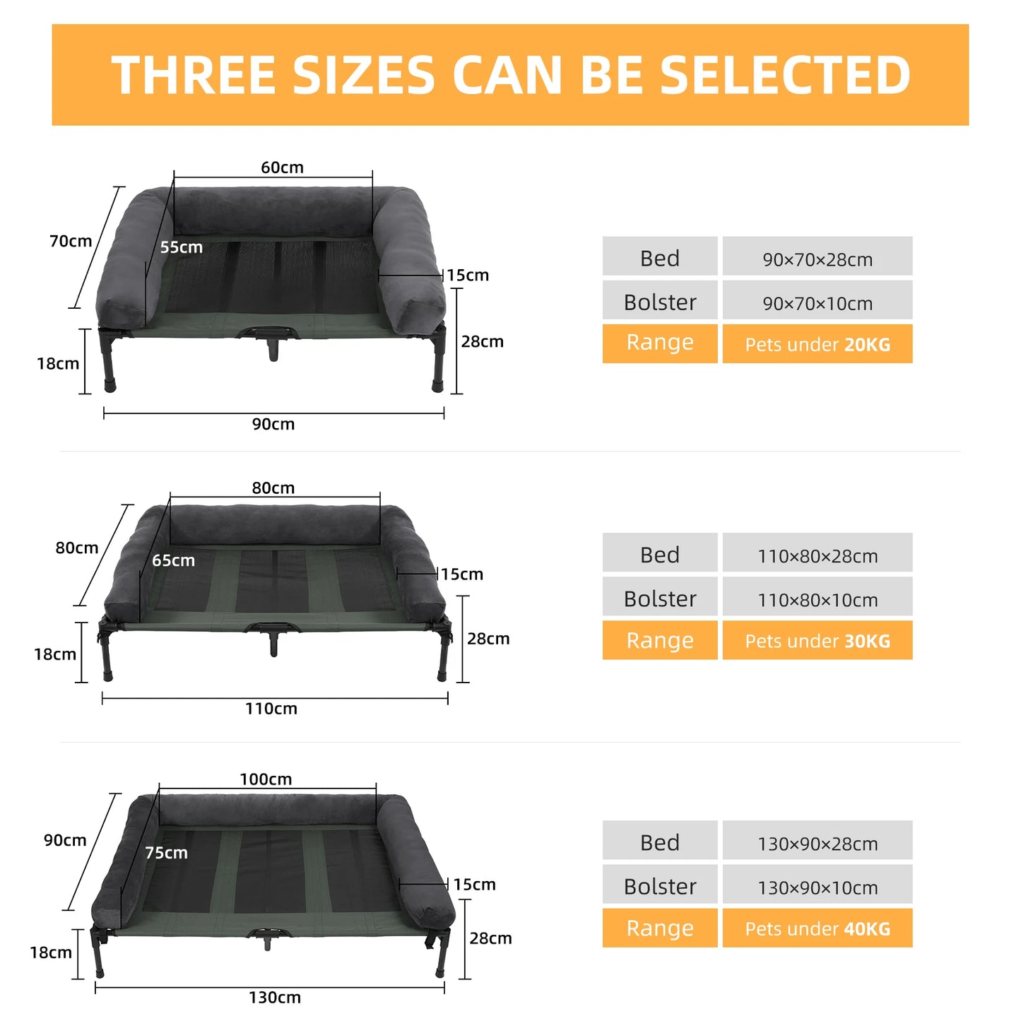 BINGOPAW Elevated Pet Bed For Indoor Outdoor Lounger With Detachable Bolster