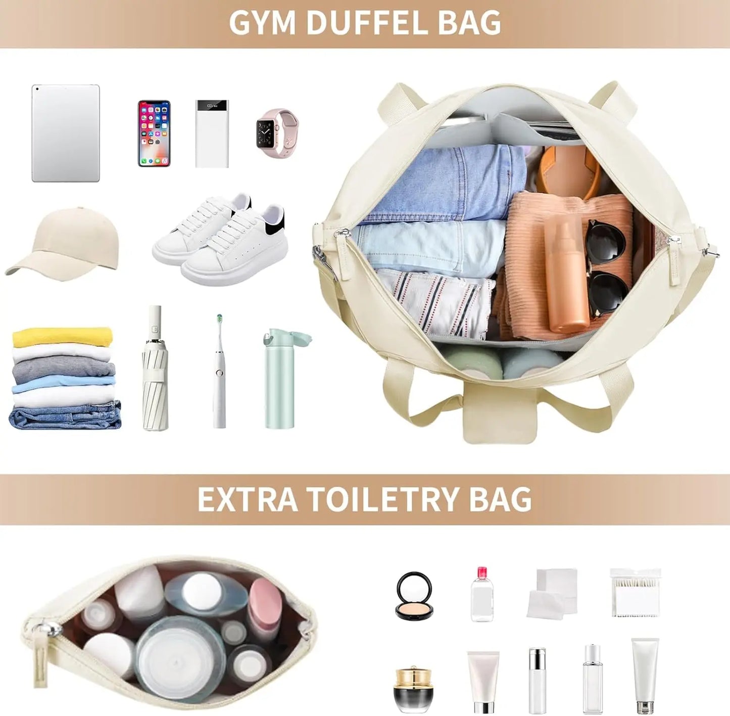 Women Gym Bag With Shoes Compartment Wet Pocket Carry On